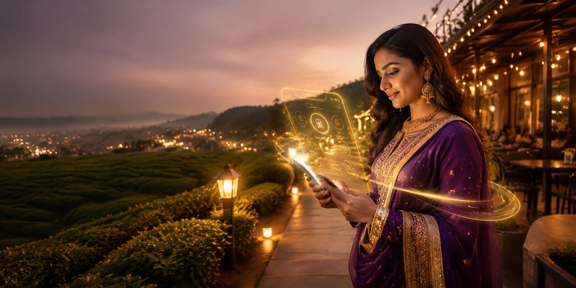 গাজীপুরের চা বাগানে মোবাইল পেমেন্ট করছেন একজন