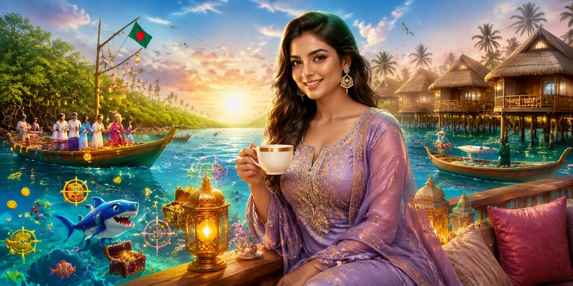সুন্দরবনের কাছে ঈদ উৎসবে মোবাইলে গেম ও বিশ্লেষণ দেখছেন একজন